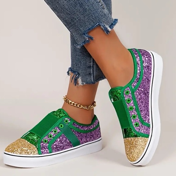 NWOT - Glitters Sneakers in Purple/Gold (Size7) - Picture 4 of 9